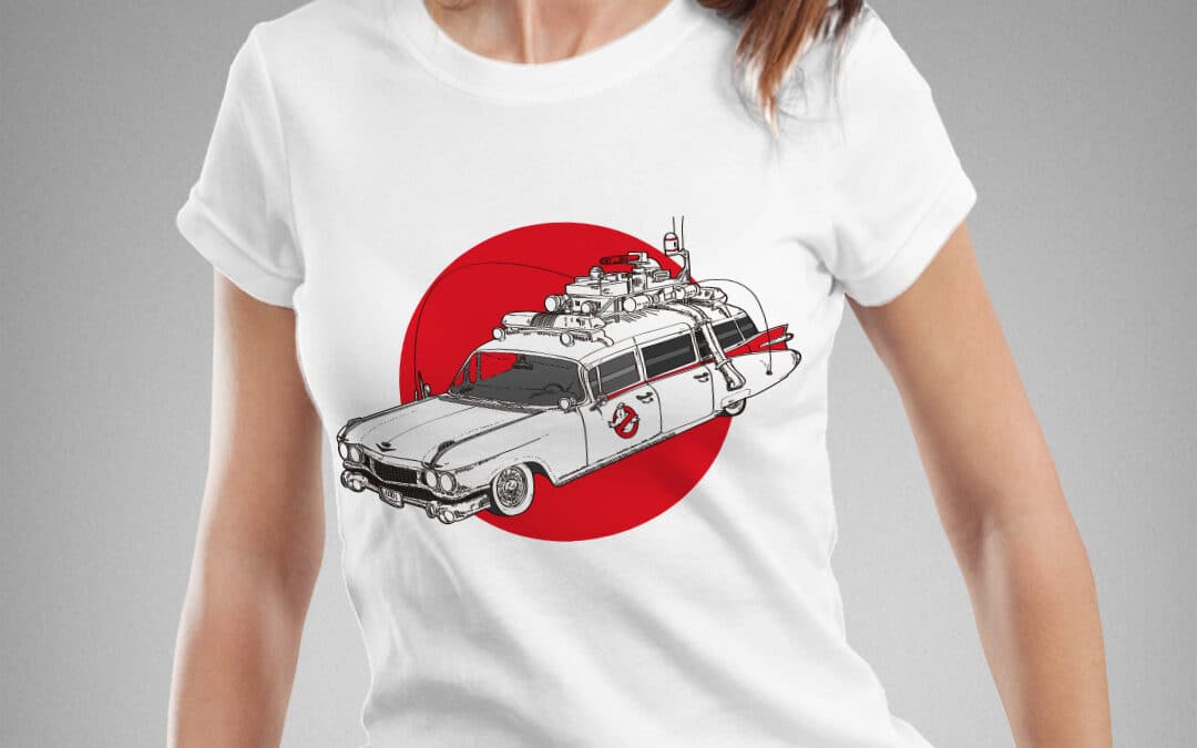 Ilustración del coche Ecto 1 (Ghostbusters 1984)