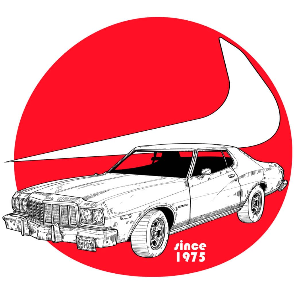 IlustraciÃ³n del Ford Gran Torino de Starky y Hutch (1975)