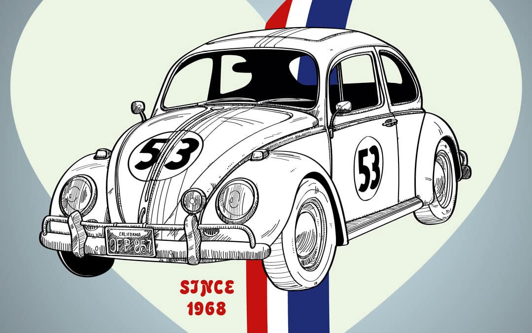 Ilustración de Herbie, el Volkswagen Beetle de 1968