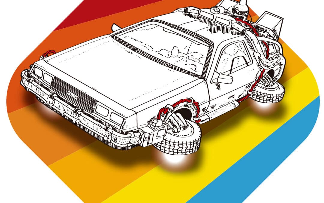 IlustraciÃ³n del Delorean de Regreso al Futuro (1985)