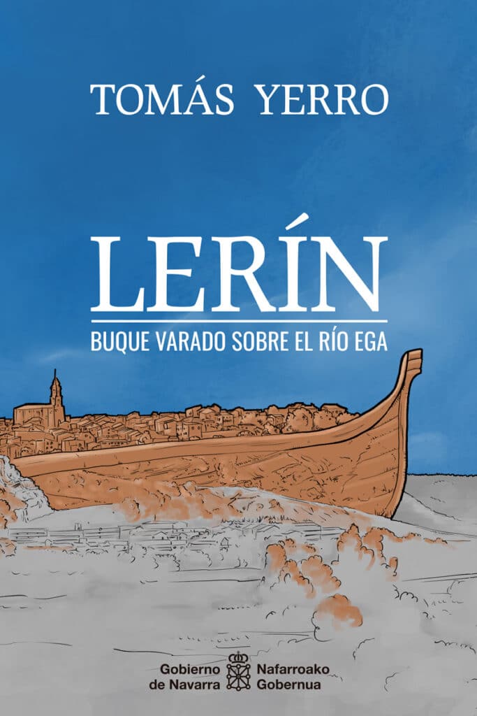 Ilustración de cubierta de libro: Lerín Buque varado sobre el río Ega.