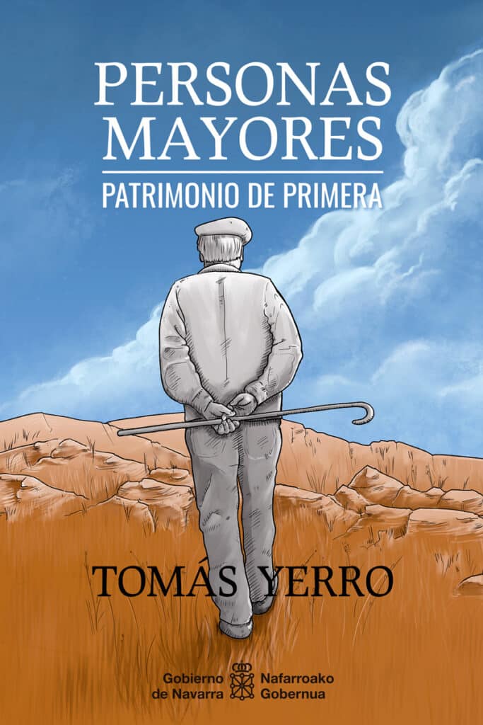 Ilustración de cubierta de libro: Personas mayores Patrimonio de primera.