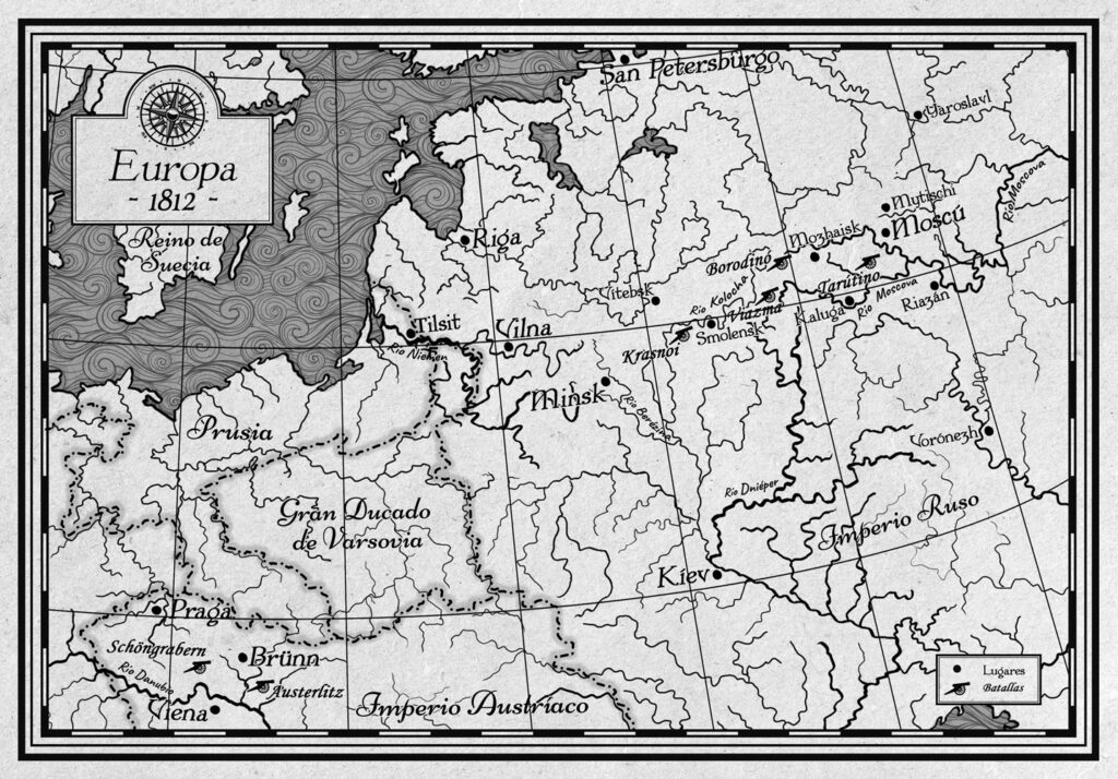 Ilustración de mapas para novela. Guerra y Paz