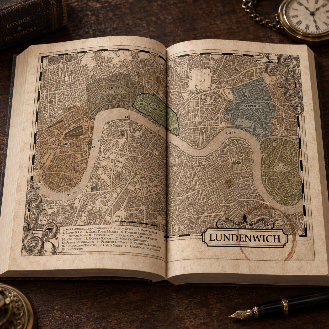 Ilustración de mapa para novela La sociedad de Lundenwich 1