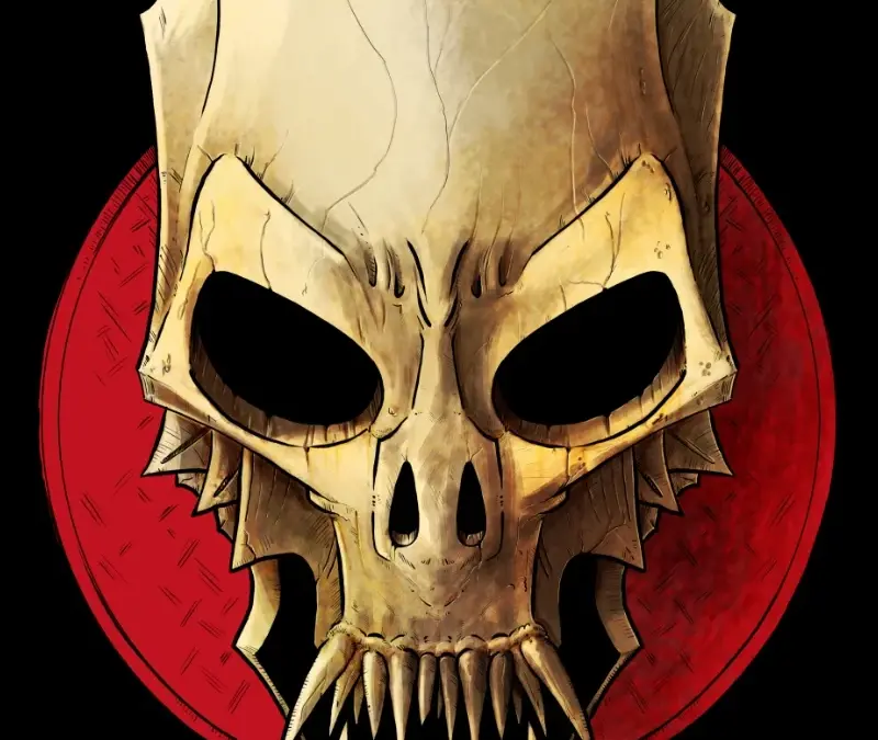 Ilustración de calavera de vampiro para camisetas de terror