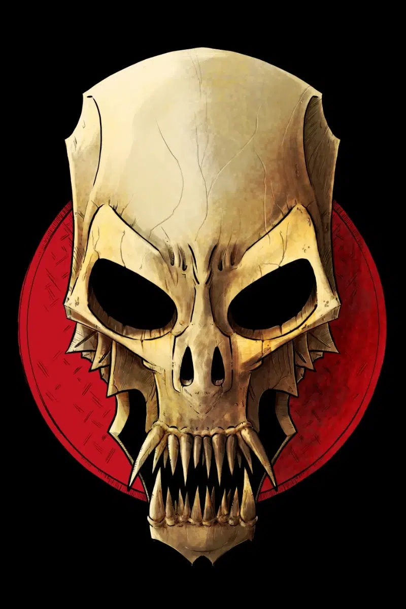 Ilustración de calavera de vampiro para camisetas de terror - Pablo Uria Ilustrador