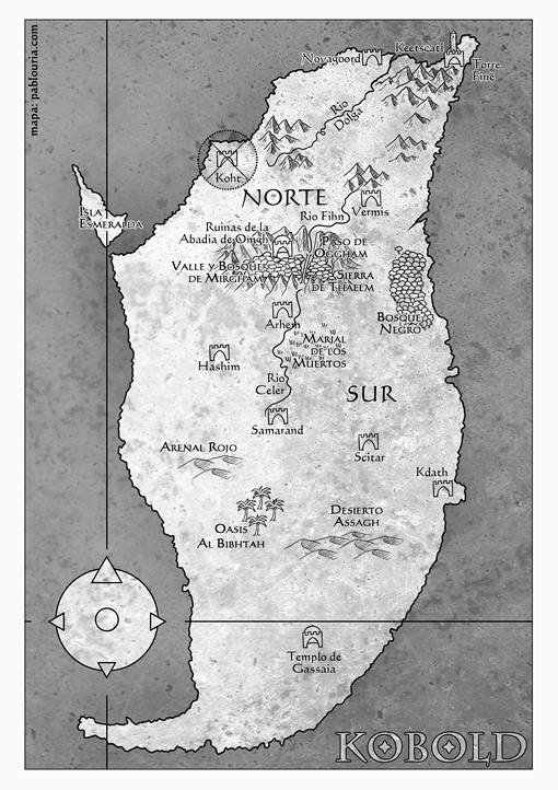 Grimdark fantasy map for Kobold, el señor de las cadenas by Pablo Uría
